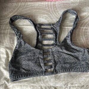Gray Strappy Sports Bra